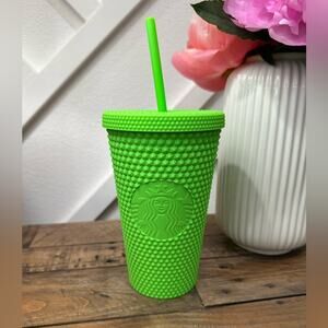 ⭐️NWT⭐️ 2021 Starbucks Neon Green Studded Tumbler 16oz